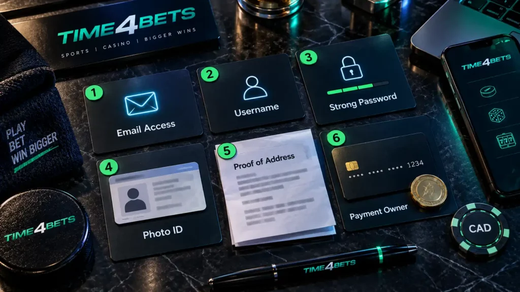 time4bets register checklist