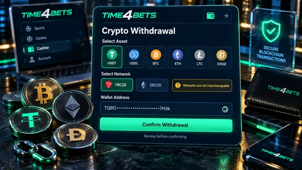 time4bets withdrawal crypto
