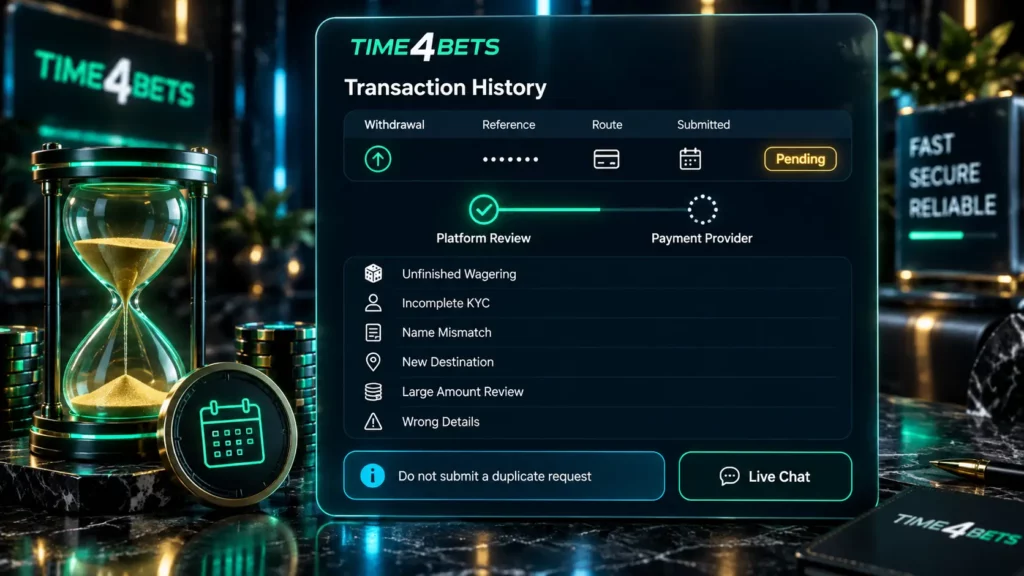time4bets withdrawal status